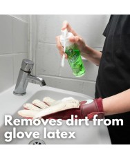 Espuma limpiadora Glove Wash & Foam Peppermint Parry eliminando suciedad del látex de los guantes Espuma limpiadora Glove Wash & Foam Peppermint Parry eliminando suciedad del látex de los guantes