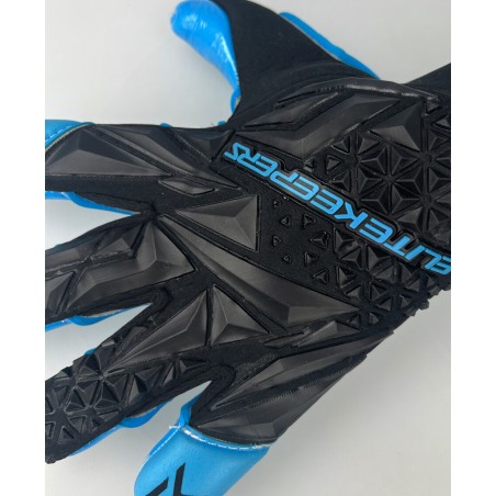 Dorso y palma azul de los guantes de portero EK Persa Aqua