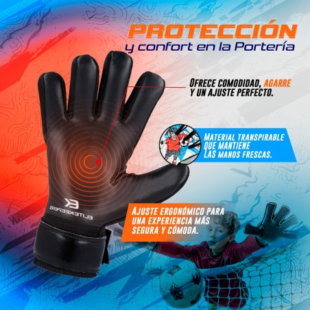Reinforced goalkeeper gloves with protection for kids Elitekeepers Basic Kiddo.