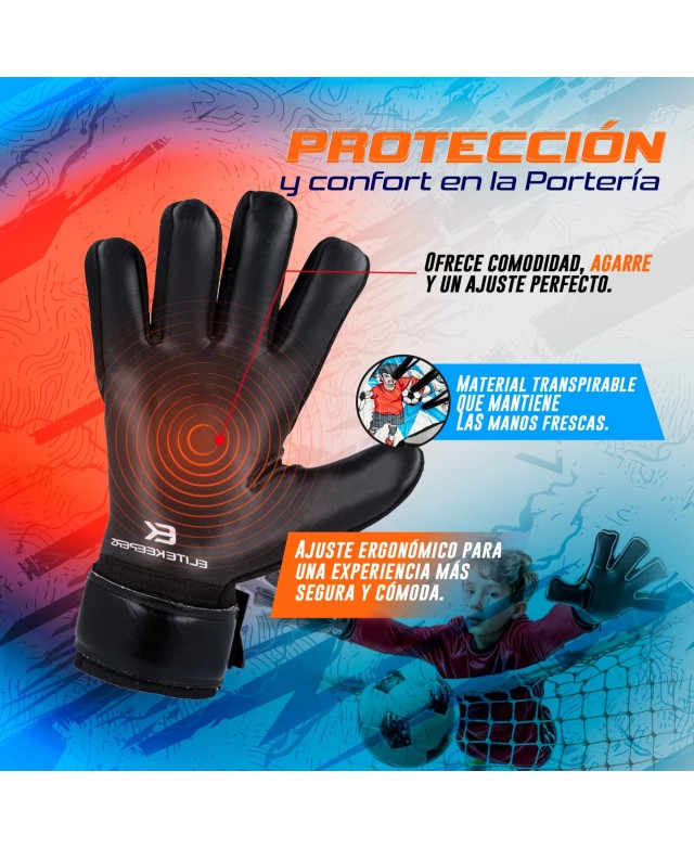 Reinforced goalkeeper gloves with protection for kids Elitekeepers Basic Kiddo. Reinforced goalkeeper gloves with protection for kids Elitekeepers Basic Kiddo.