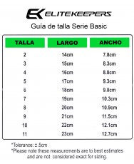 Guía de tallas Elitekeepers – Serie Basic Kids