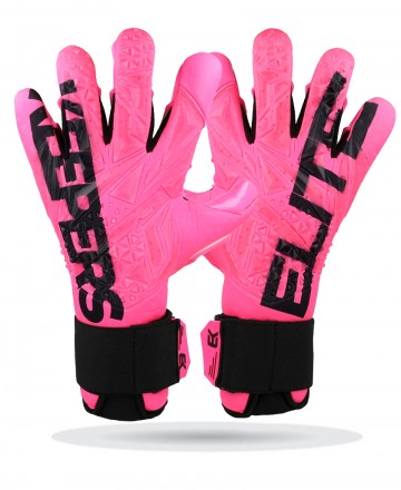 Guantes de portero Elitekeepers EK BLOSSOM – vista frontal y dorso en color rosa fucsia.