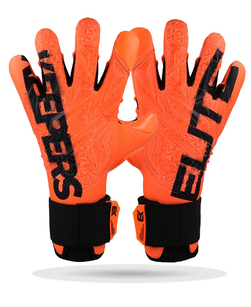 EK SOLAR goalkeeper gloves – Front view of the backhand with sun-inspired design.