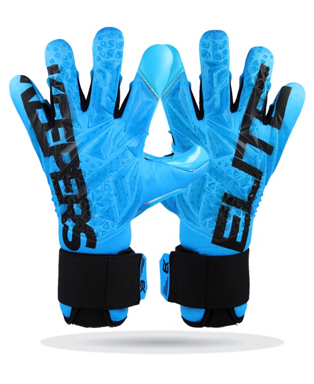 Elitekeepers EK TSUNAMI goalkeeper gloves – Elements Series, blue water-inspired design.