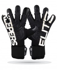 Guantes de portero Elitekeepers EK Obsidian de la Serie Elements en color negro total, diseño agresivo y profesional.