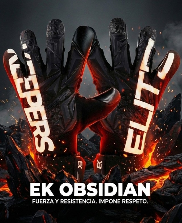 Detalle guante de portero Elitekeepers EK Obsidian – dorso, ajuste y construcción de alto rendimiento