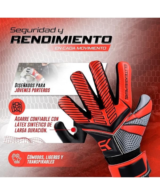 Guantes de portero Elitekeepers Serie Basic con seguridad y rendimiento para niños
