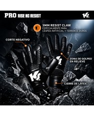 Características KEEPERsport Pro Rise NC Resist con corte negativo y látex Resist Claw 3 mm