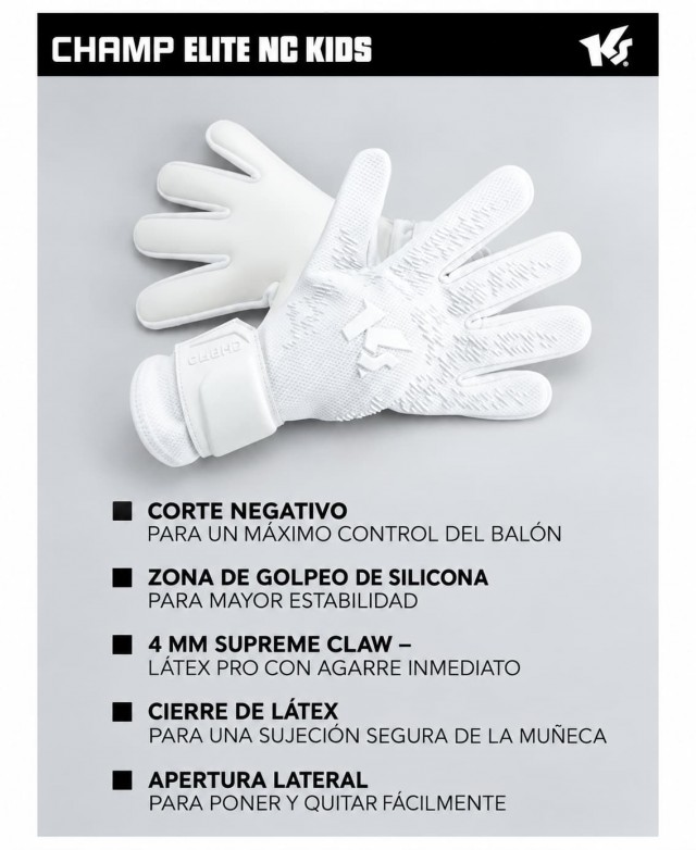 Características KEEPERsport Champ Elite NC Kids con látex Supreme Claw 4 mm y corte negativo