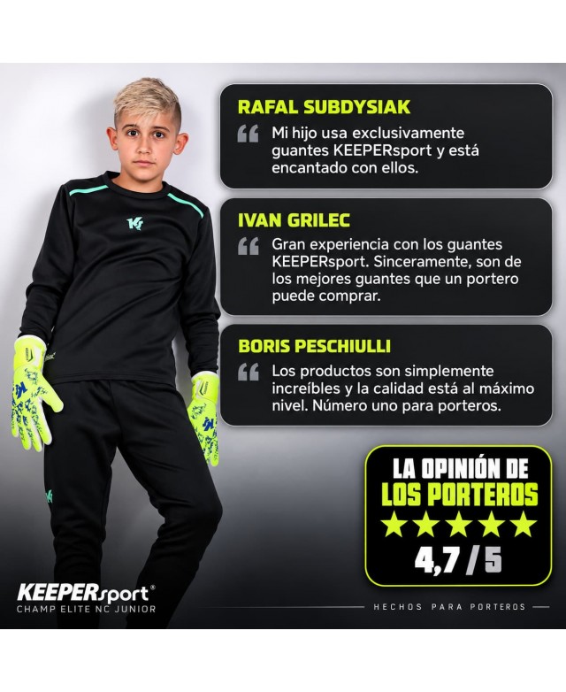 KEEPERsport Champ Elite NC Junior con látex Supreme Claw 4 mm y rendimiento profesional
