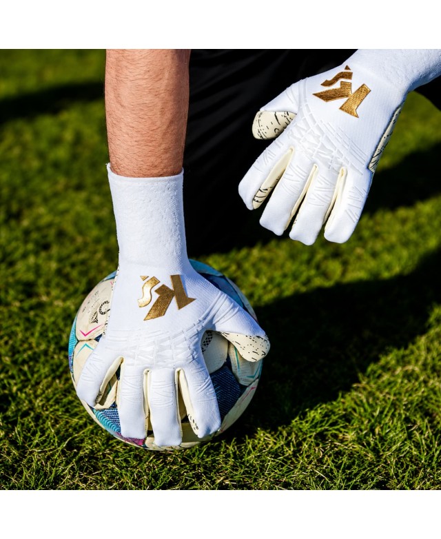 KEEPERsport Hero Elite Power blancos con Performance Knit y zona de golpeo