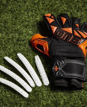 Orange goalkeeper gloves