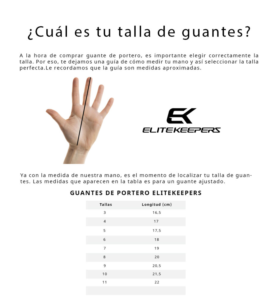 Guía de tallas de guantes de portero Elitekeepers